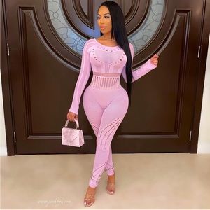 PoshByV Posh Knit Jumpsuit Lavender